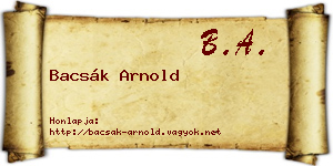 Bacsák Arnold névjegykártya